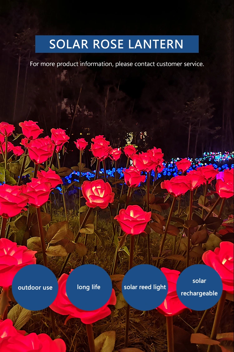 LED Rose Lamp Outdoor Solar Rose Ground Plug Lamp Courtyard Garden Decorative Atmosphere Lamp