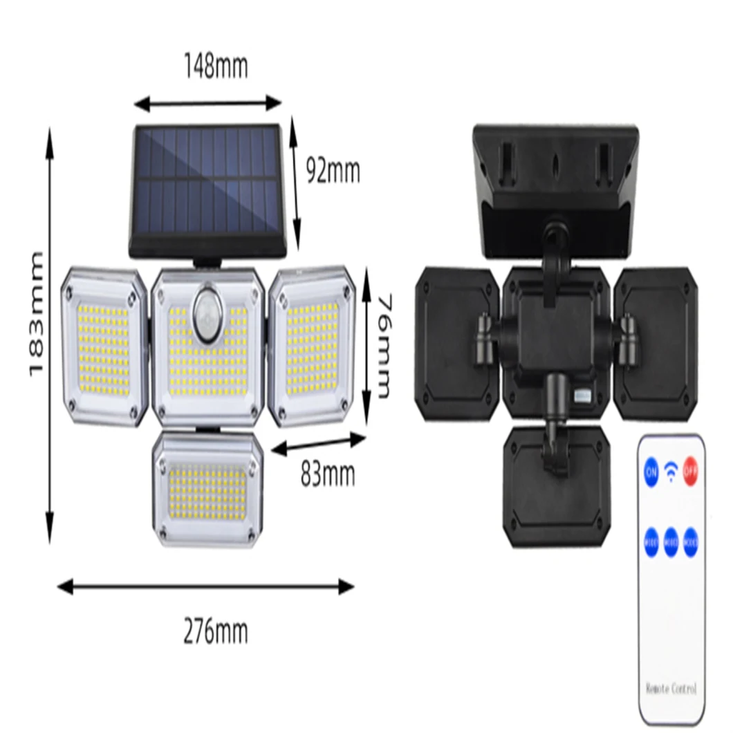 LED Solar Street Light Outdoor Commercial PIR Sensor Garden Yard Fence Wall Lamp