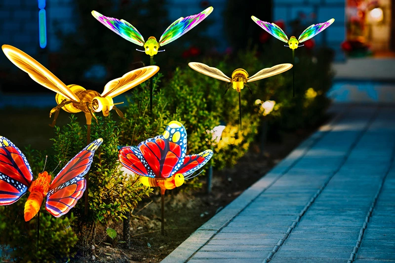 2% off Outdoor Colorful Decorative LED Lights Dynamic Flying Butterfly Flower Garden Light