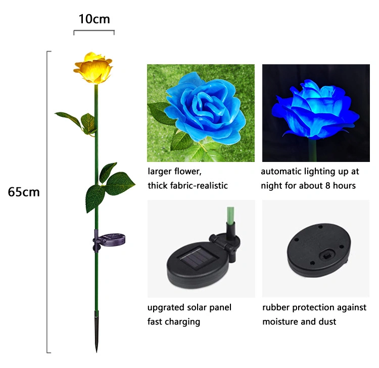 LED Rose Lamp Outdoor Solar Rose Ground Plug Lamp Courtyard Garden Decorative Atmosphere Lamp