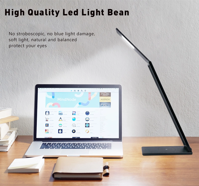 LED Table Lamp Foldable with Wireless Charger 6000K White Light 3 Brightness Modes Desk Light